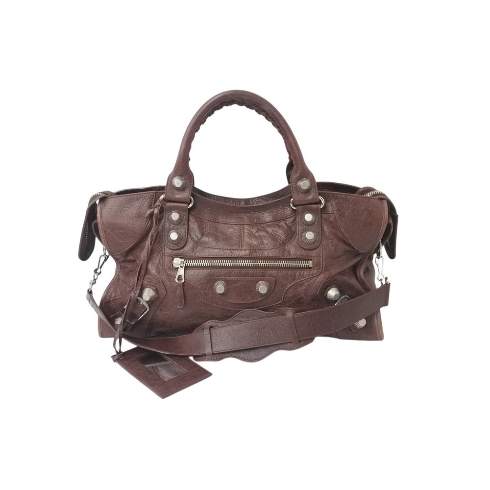 Balenciaga Part Shoulder Handbag Time Leather The Brown Giant - Picture 2 of 8